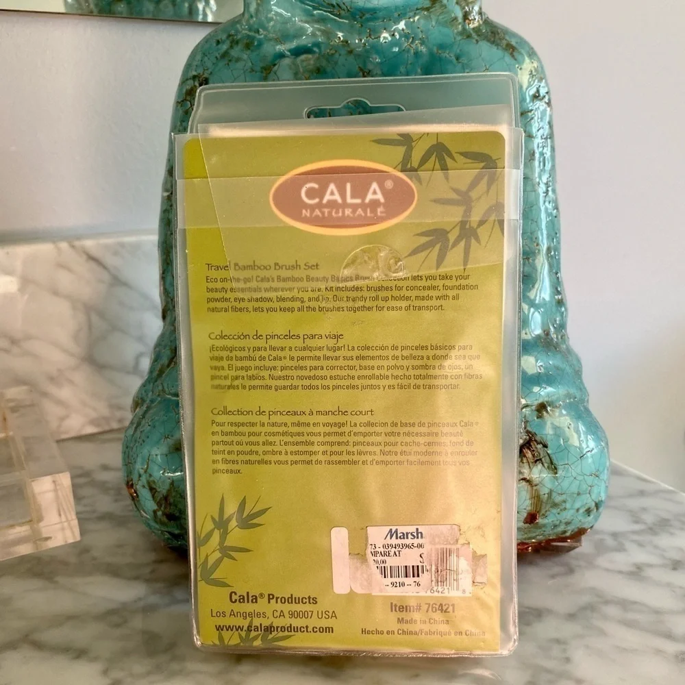 Cala Naturale New Travel Bamboo 5 Piece Brush Set NWT